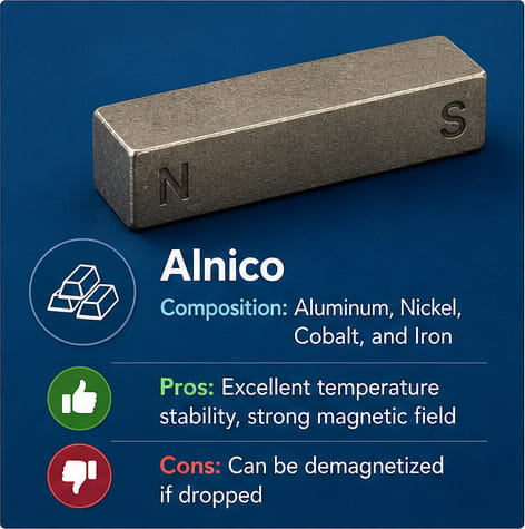 Alnico magnet material