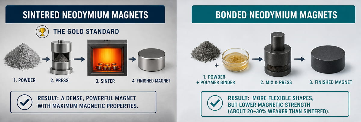 Sintered vs Bonded Two Ways to Make Neodymium Magnets