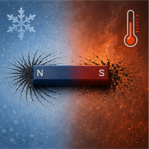 Temperature Affects How Strong Magnet Poles Are