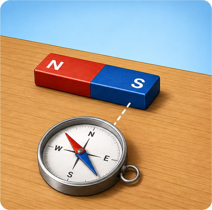 Use a Compass to Identify North and South Poles