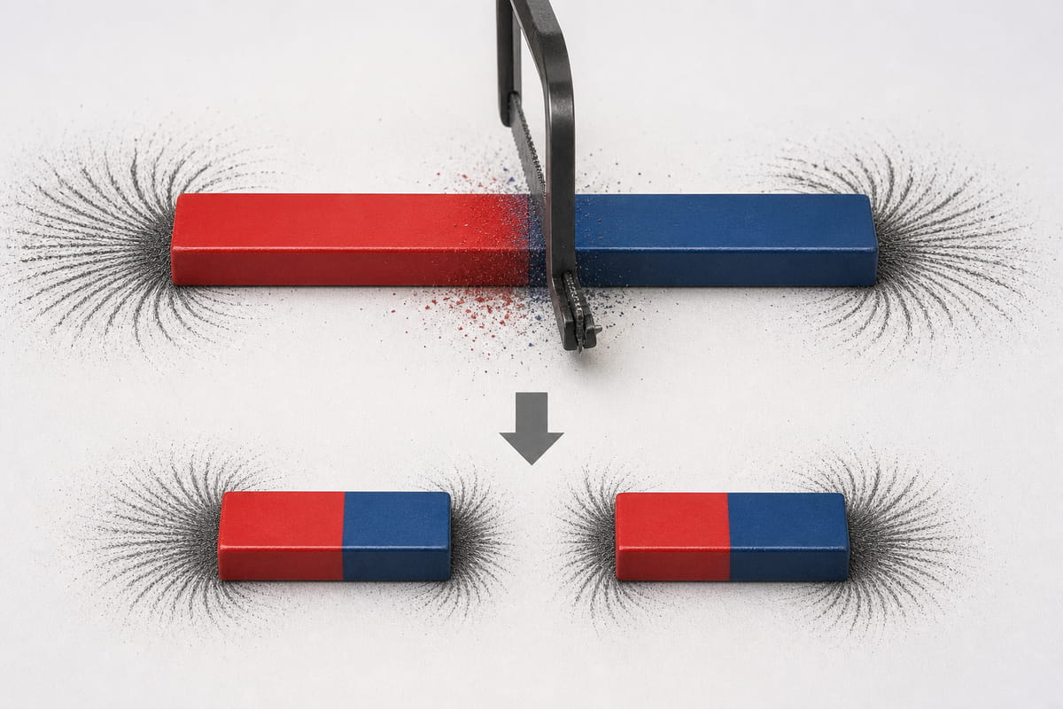 what happens if you cut a bar magnet in half