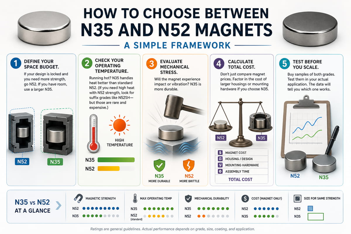 How to Choose between N35 and N52 Magnets