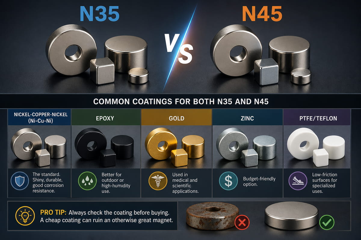N35 vs N45 Magnets Coatings