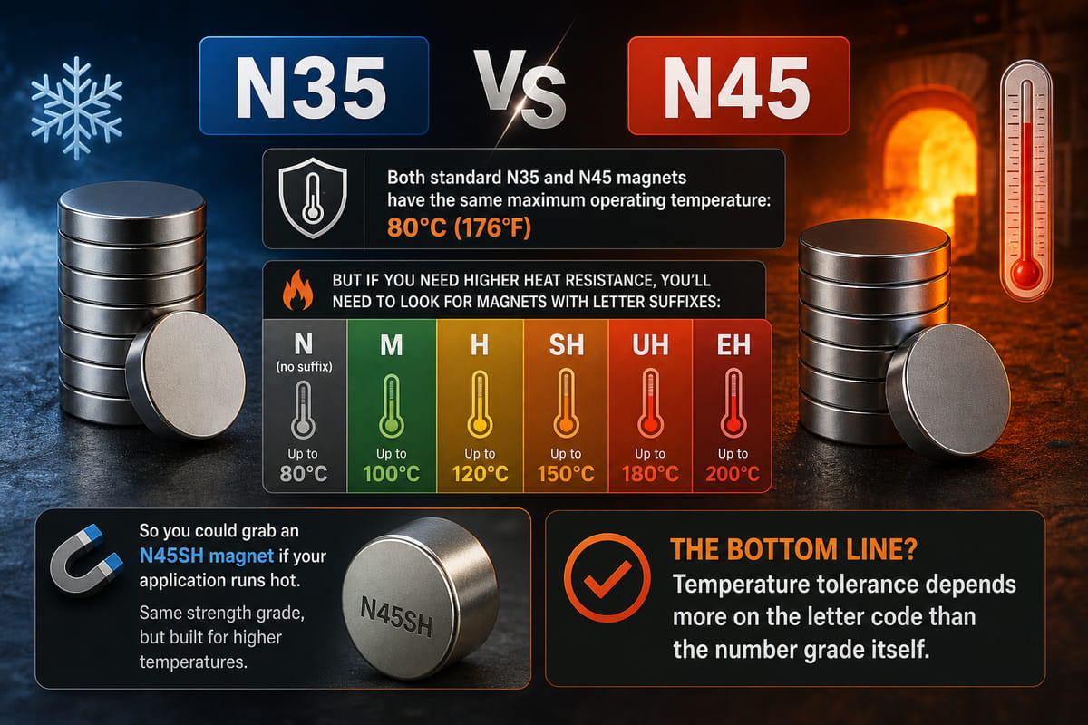 N35 vs N45 Magnets Temperature Resistance
