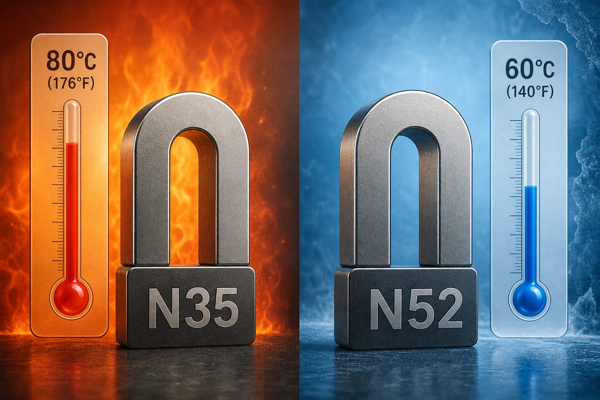 N35 vs N52 Magnets Temperature Resistance