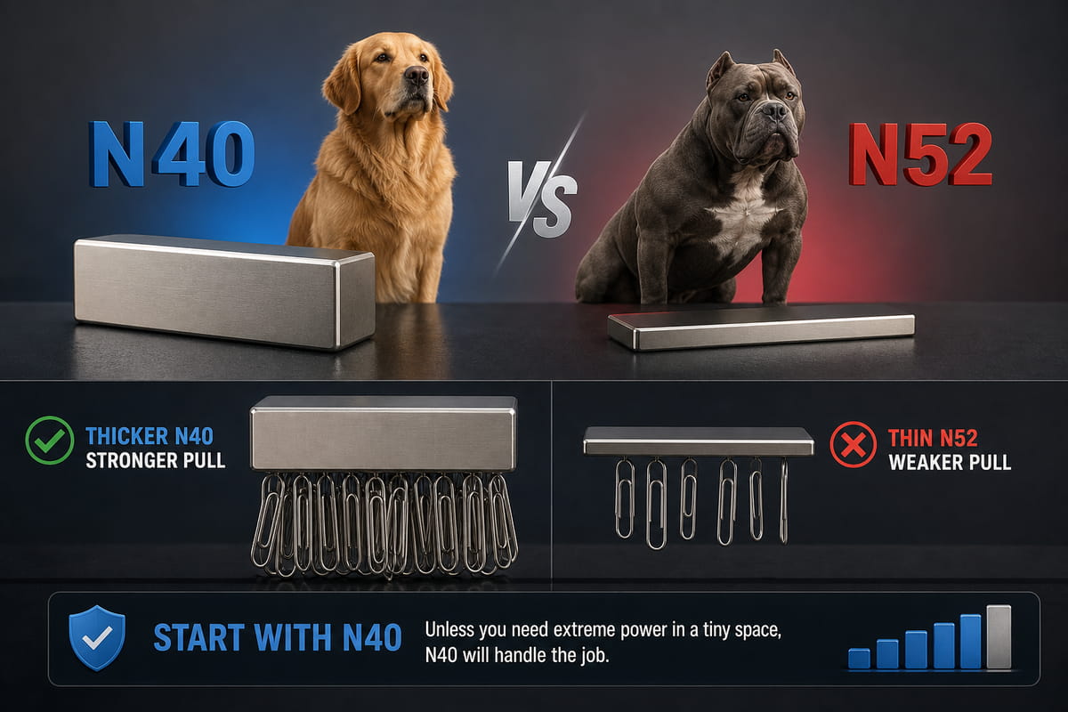 N40 vs N52 magnet simple comparison