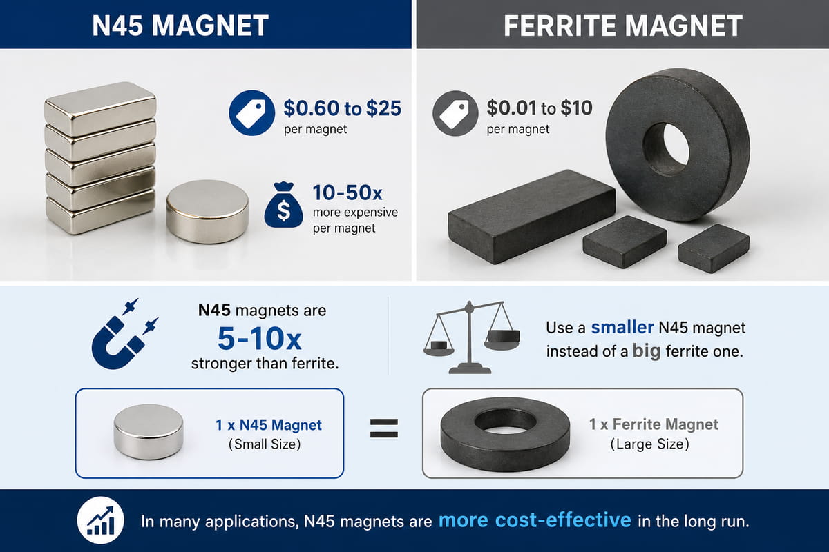 N45 Magnet vs Ferrite Magnet Cost