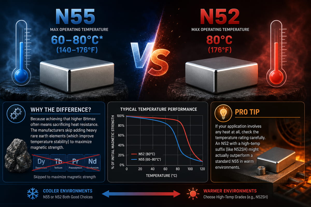 N55 vs N52 Magnet Temperature Tolerance